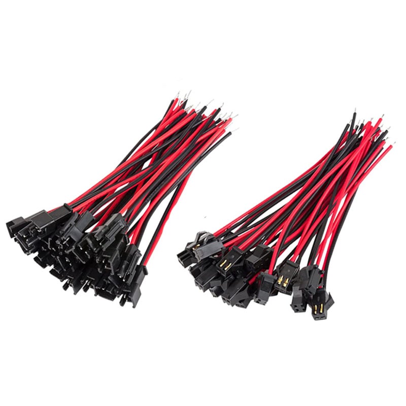RGBZONE 20Pairs JST SM 2Pin Plug Male to Female EL Wire Cable Connector Adapter for 3528 5050 LED Light Strip(JST SM Connector 2 Pin) - Image 1